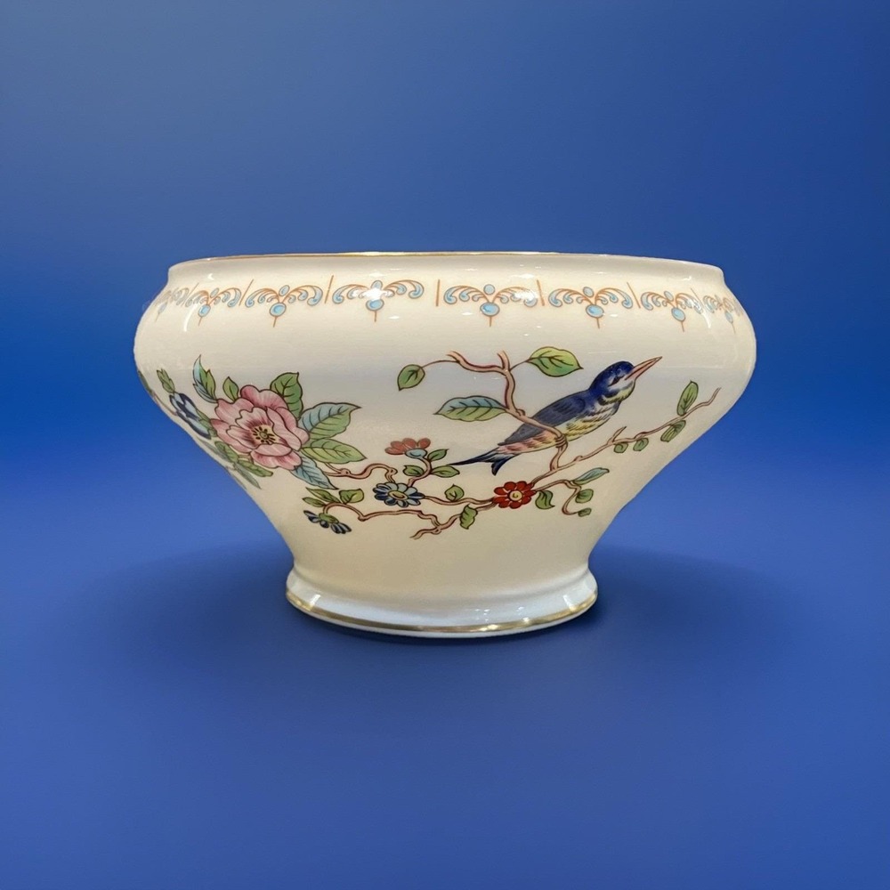 Aynsley Pembroke Open Sugar Bowl Floral Bird Vintage Decor England